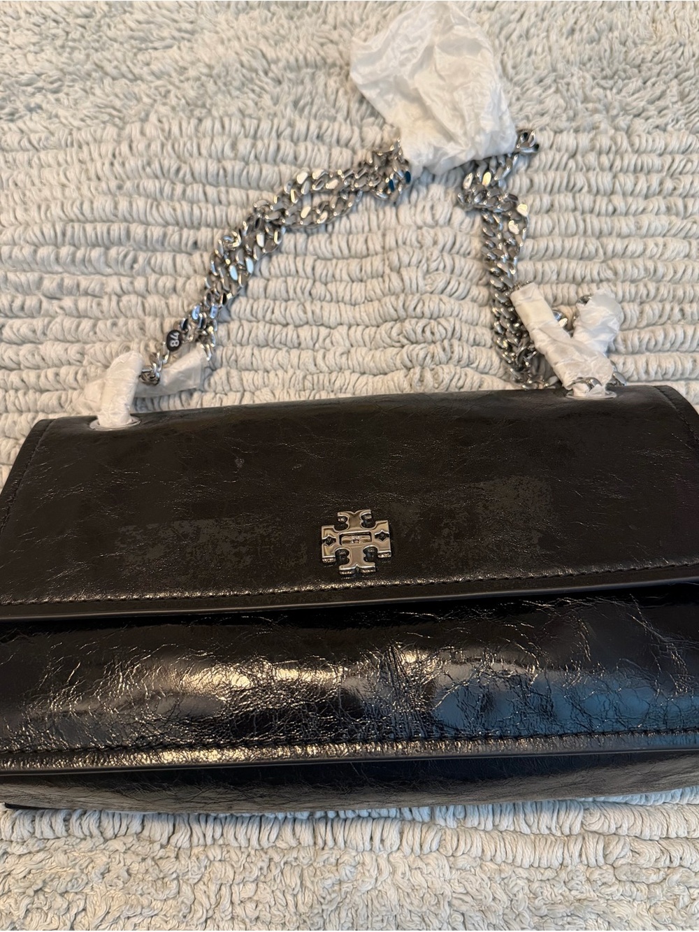 Tory Burch KIRA TURNLOCK Black Leather  Convertible Shoulder Bag NWD & Dust Bag - Picture 6 of 8